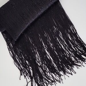 90’s Minimalist Black Fringe Scarf